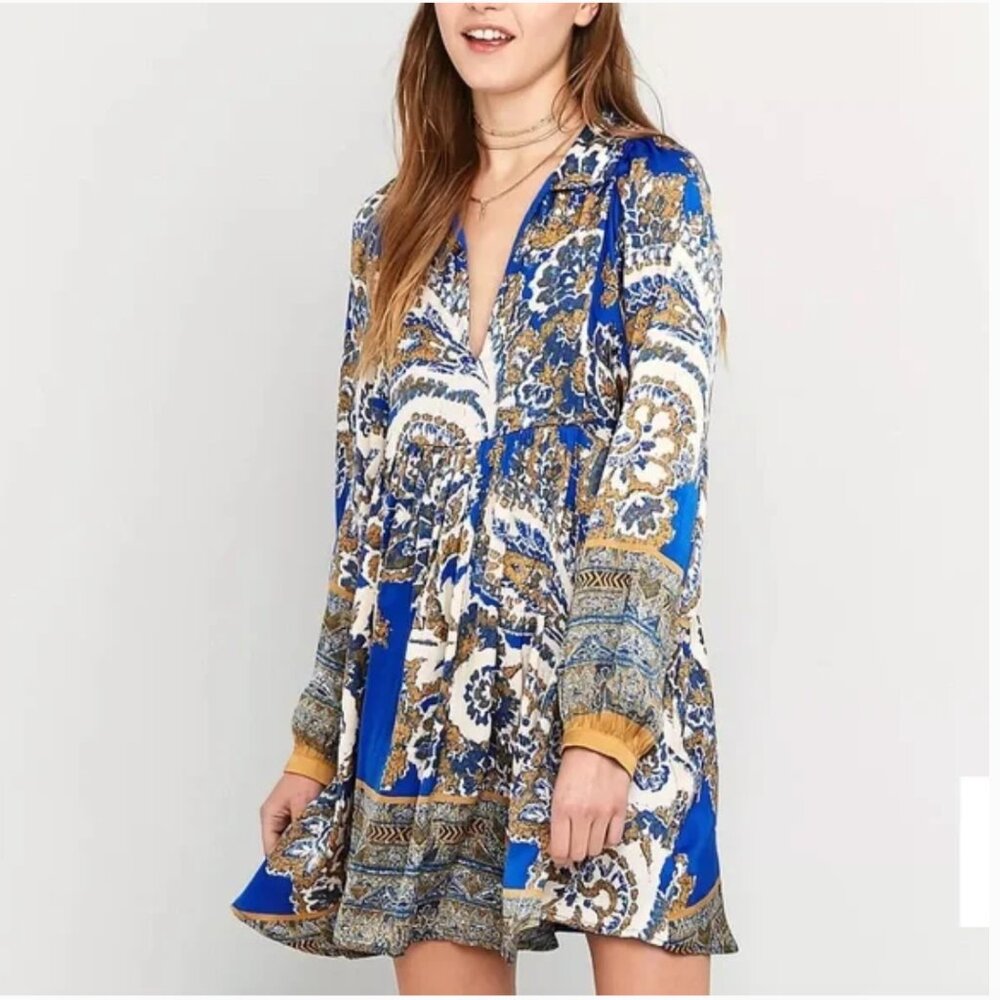 Free People Say You Love Me Blue Mini Dress M